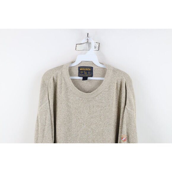 Vintage 90s Woolrich Mens Large Blank Cotton Knit Crewneck Sweater Beige USA - Picture 2 of 10